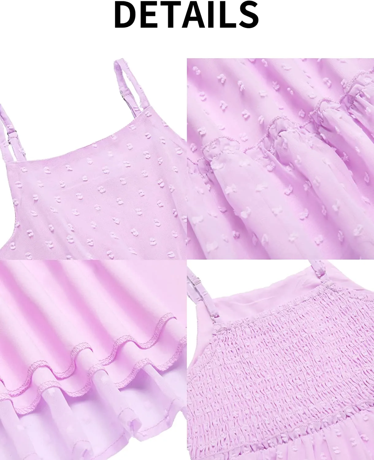 Arshiner Girls Summer Dress Sleeveless Swiss Dot  Ruffle Flowy Sundress