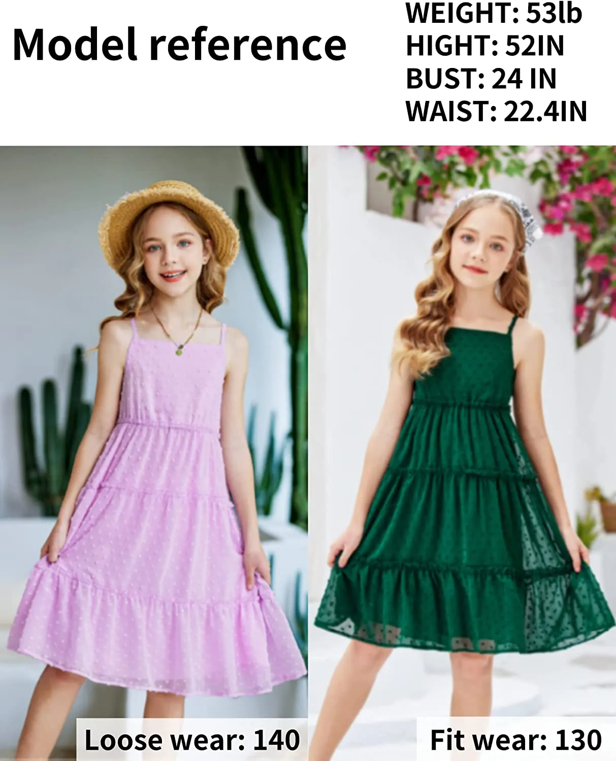 Arshiner Girls Summer Dress Sleeveless Swiss Dot  Ruffle Flowy Sundress