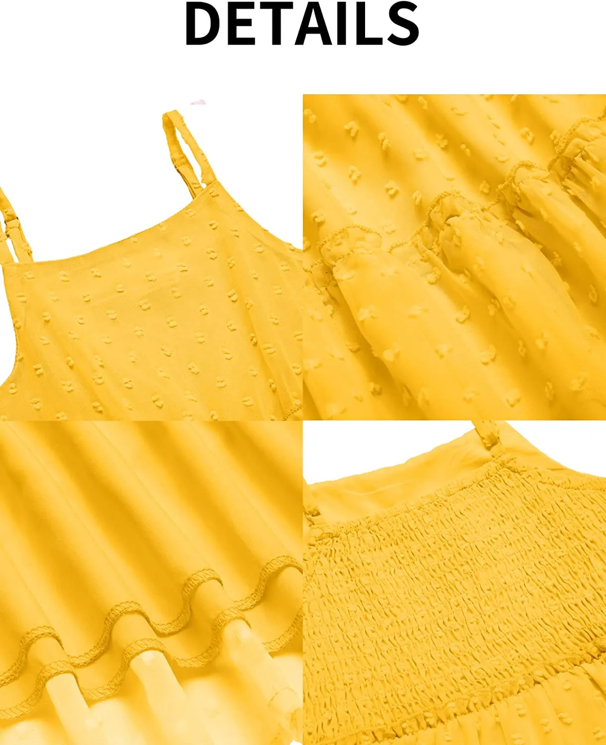 Arshiner Girls Summer Dress Sleeveless Swiss Dot  Ruffle Flowy Sundress