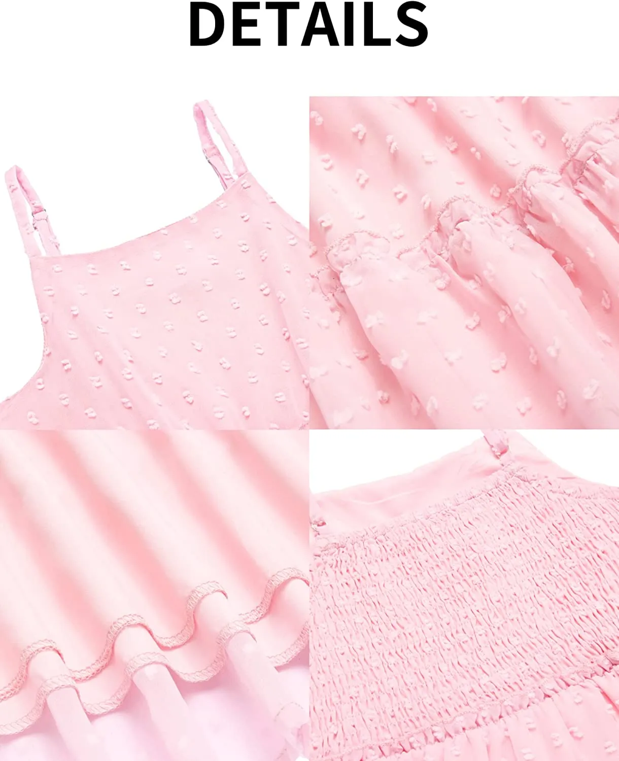 Arshiner Girls Summer Dress Sleeveless Swiss Dot  Ruffle Flowy Sundress