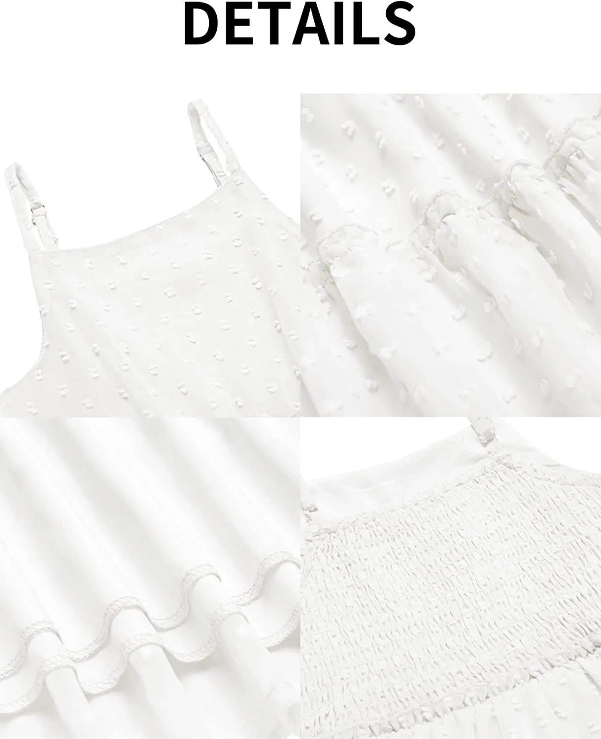 Arshiner Girls Summer Dress Sleeveless Swiss Dot  Ruffle Flowy Sundress