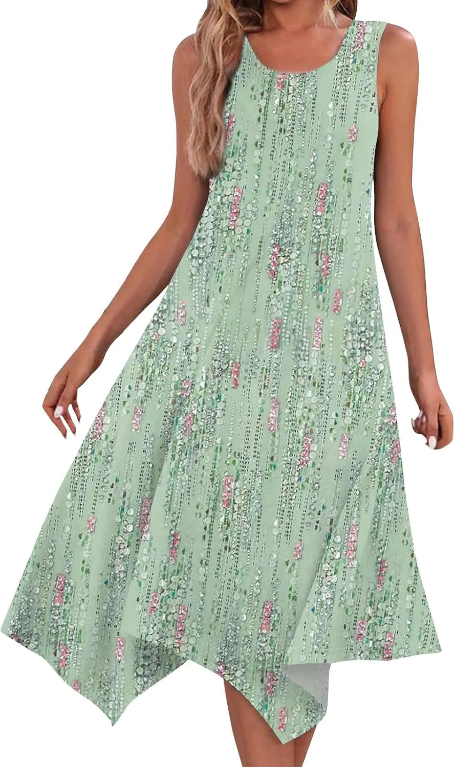 Azeralia Summer Dress Sleeveless Midi Dress for Women Sundresses for Women 2024 Sundress Plus Size Bodycon Dresses for Women