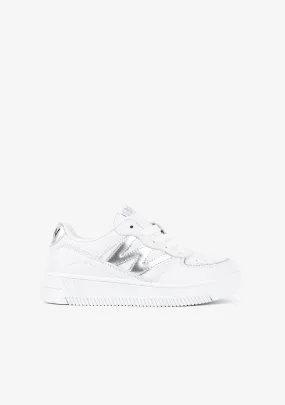B&W White Metallized Basic Sneakers