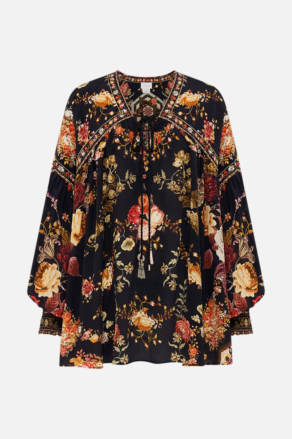 BLOUSON BLOUSE WITH NECK TIE STITCHED IN TIME