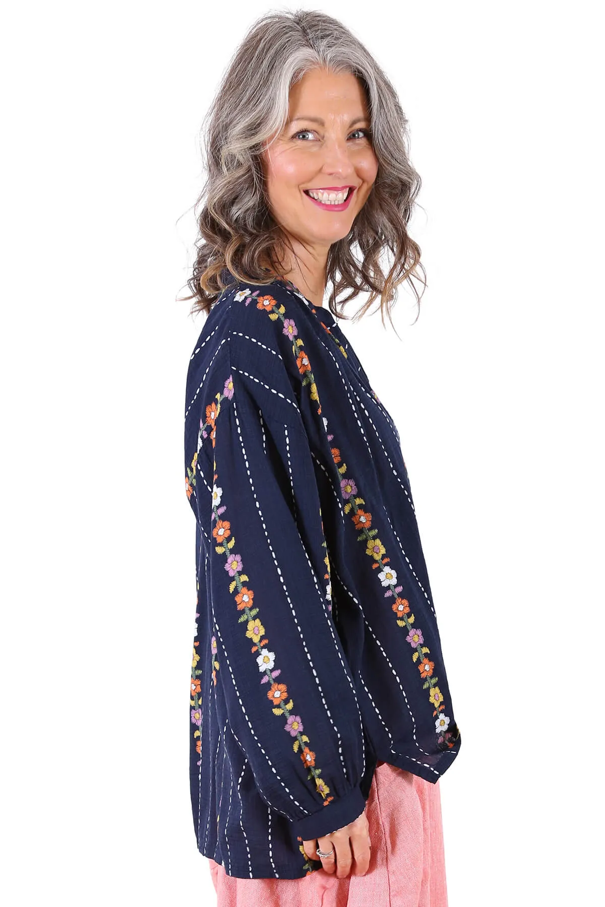 Cape May Blouse Navy in Cotton Blend