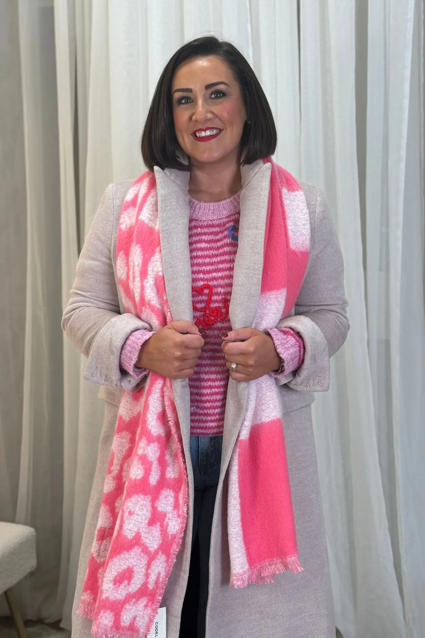 Carly Square & Animal Print Scarf In Pink