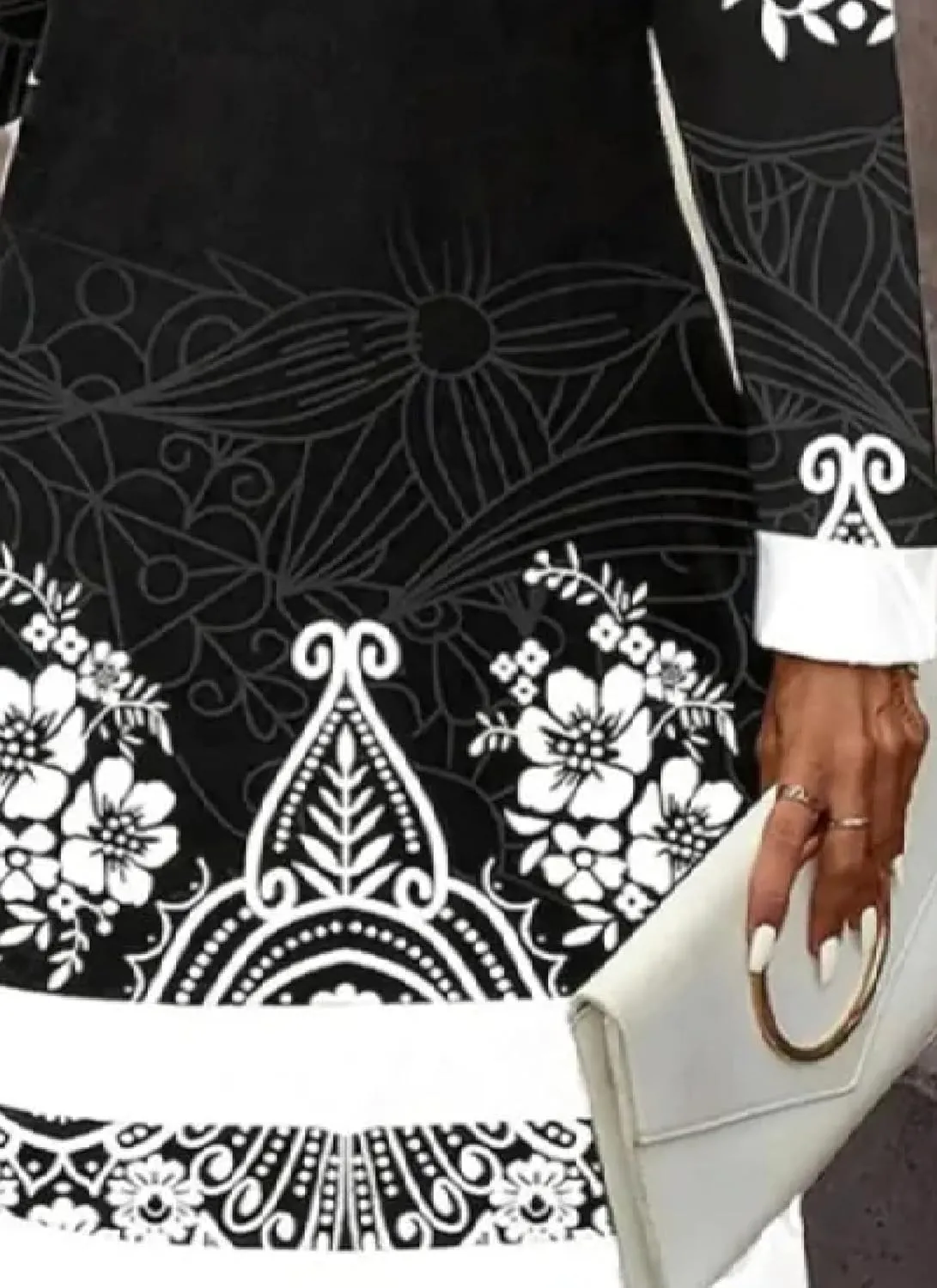 Chic Floral Print Shift Womens Cocktail Dress Round Neck Long Sleeve Mini Dress and Black Sundresses for Women 2025
