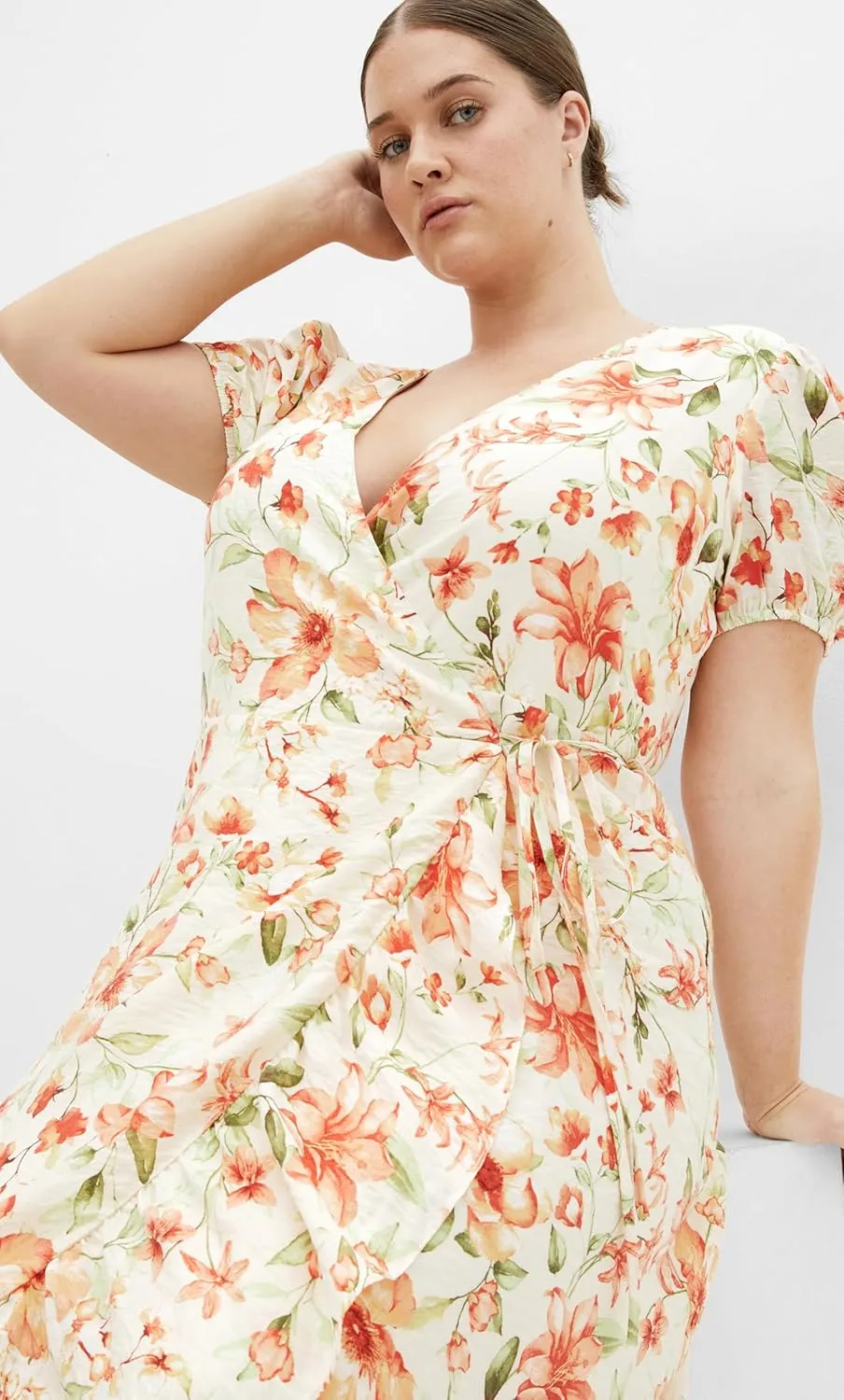 City Chic Women's Plus Size Dress - Sarina Print Wrap Midi