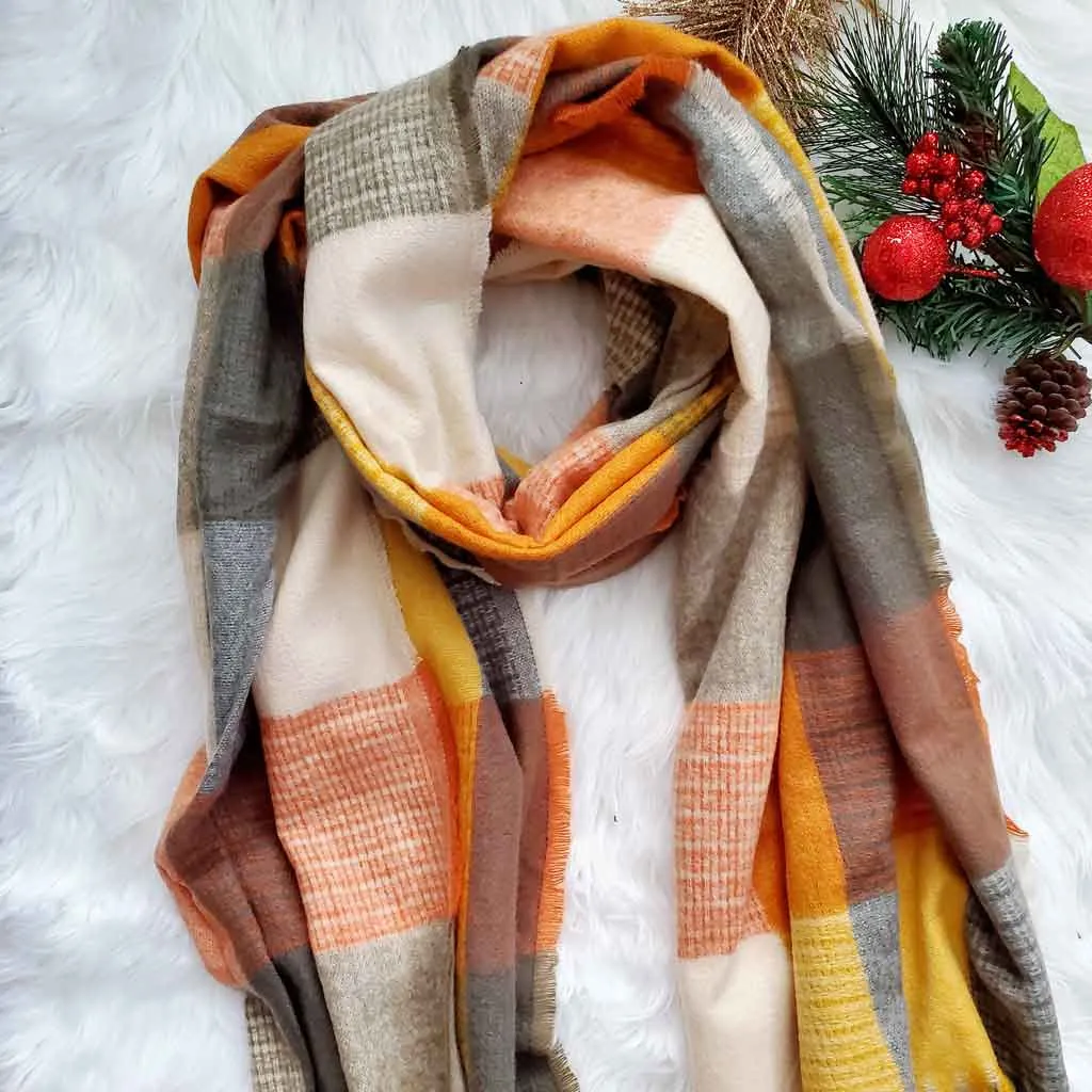 Color Block Style Cozy Scarf