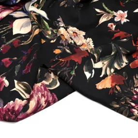 Deadstock Twilight Blooms Midweight Viscose Crepe - Black/Violet/Multi