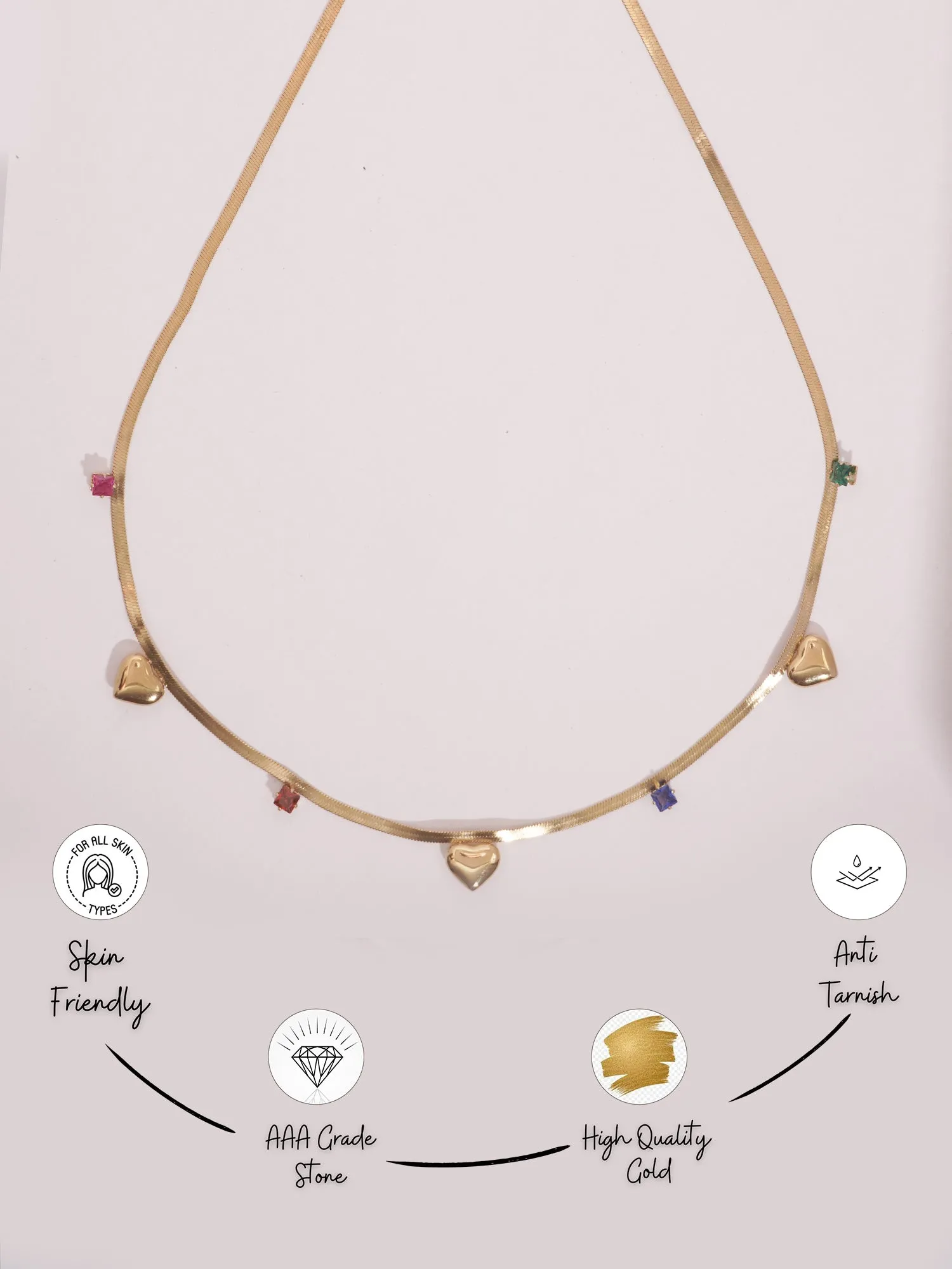 Demi-Fine Gold-Plated Multi Colour Crystal Necklace Chain