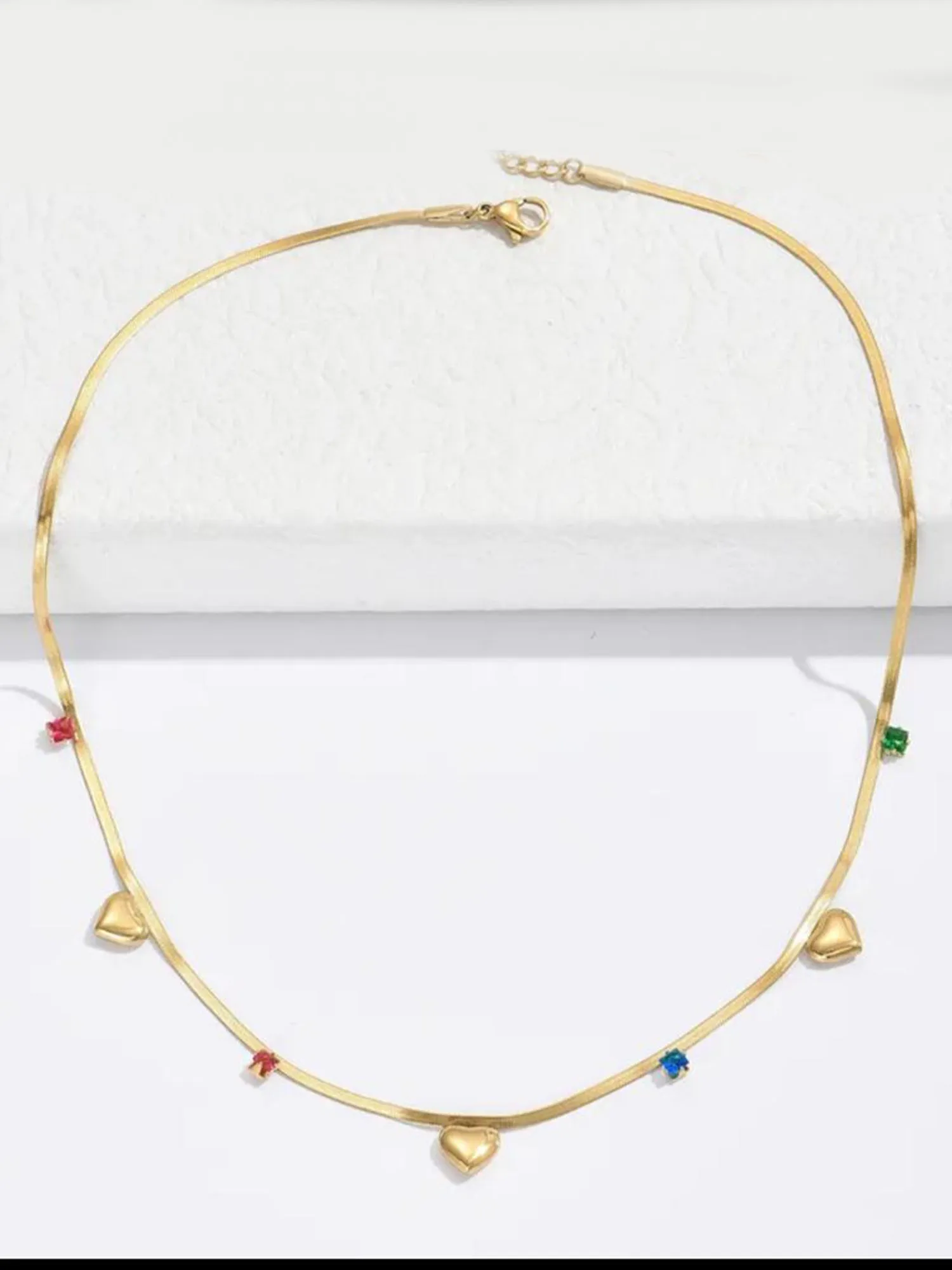 Demi-Fine Gold-Plated Multi Colour Crystal Necklace Chain