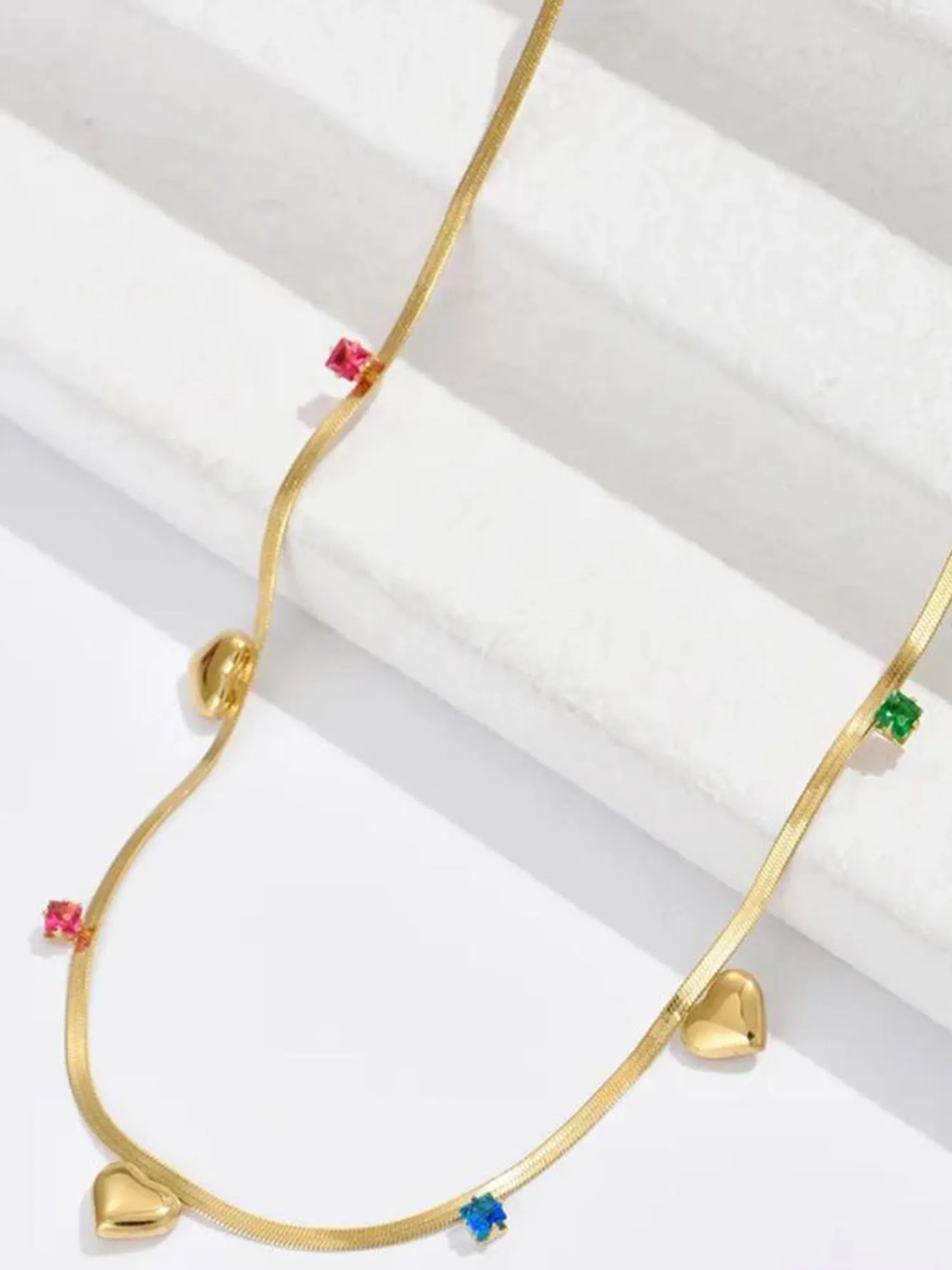 Demi-Fine Gold-Plated Multi Colour Crystal Necklace Chain