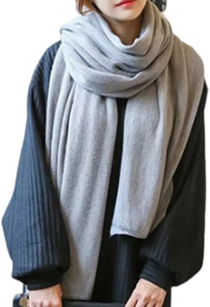 Donni Rib Blanket Scarf for Women, Women's Scarf Cashmere Feel Shawl Warm Winter for Travel(Light gray)