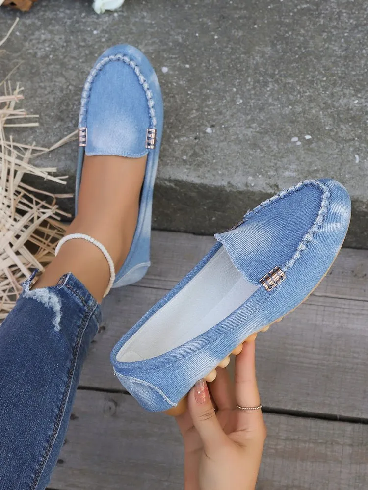 elveswallet Distressed Shallow Denim Slip-On Shoes