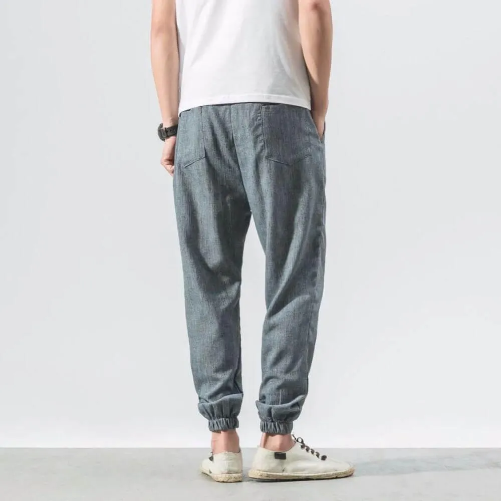 ENZO Cotton Linen Harem Pants