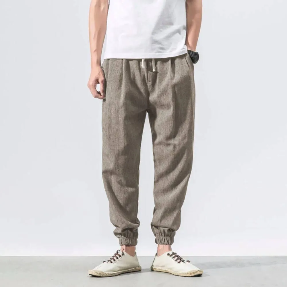 ENZO Cotton Linen Harem Pants