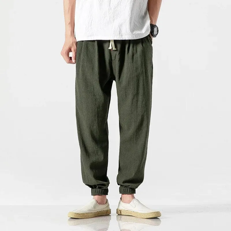 ENZO Cotton Linen Harem Pants