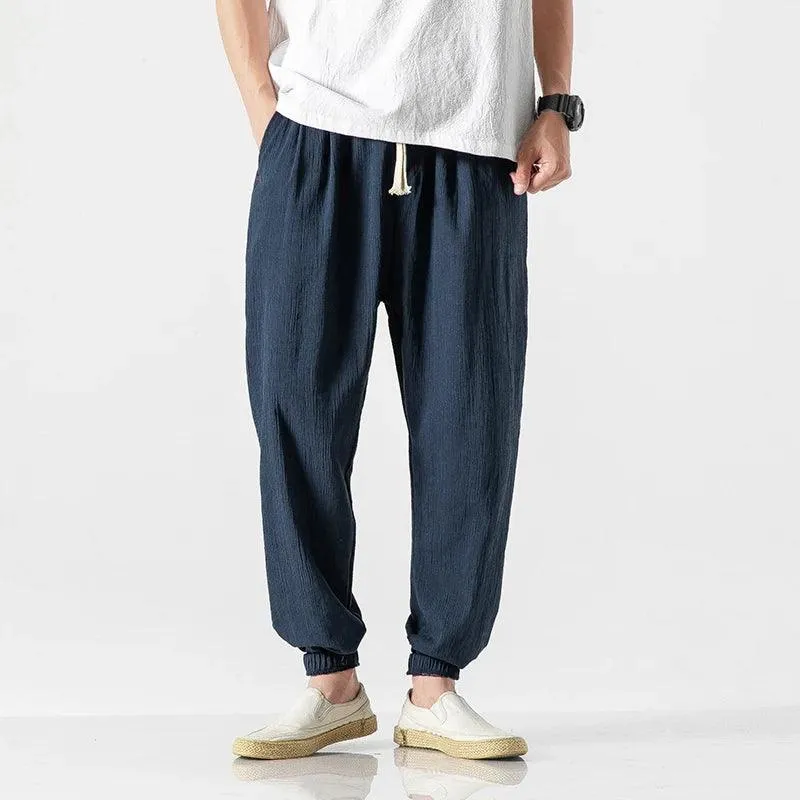 ENZO Cotton Linen Harem Pants