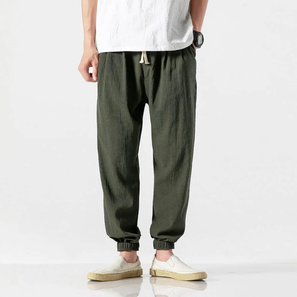 ENZO Cotton Linen Harem Pants