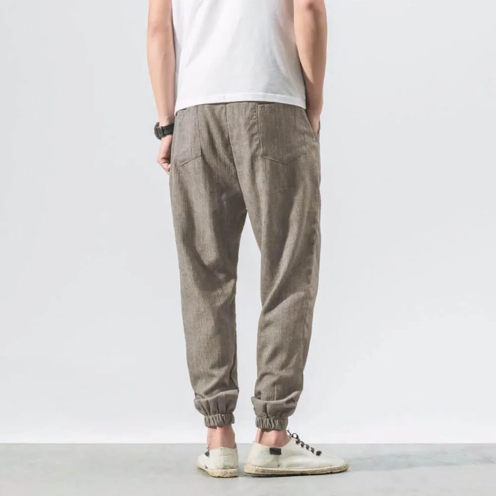 ENZO Cotton Linen Harem Pants