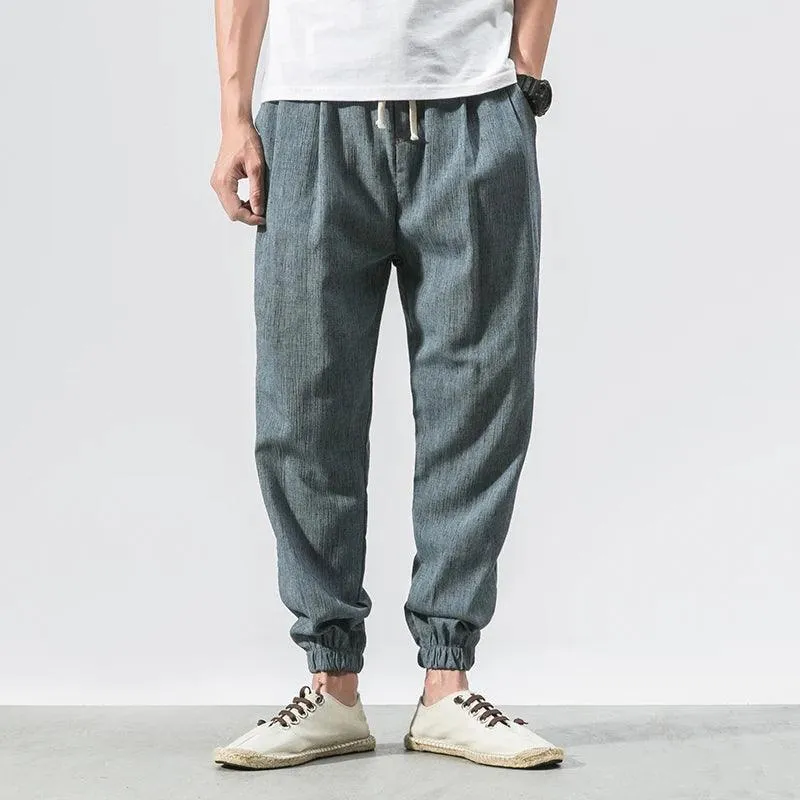 ENZO Cotton Linen Harem Pants