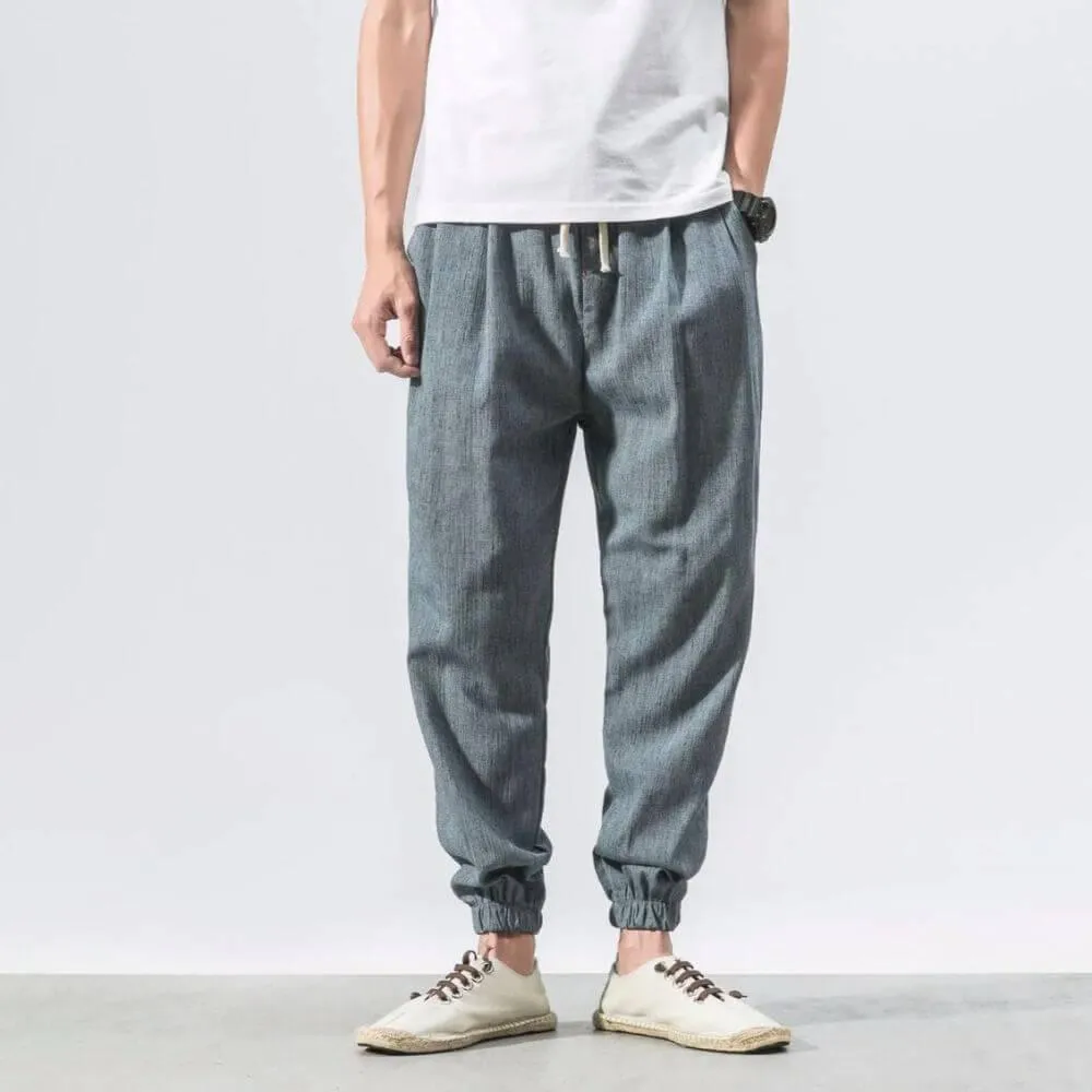 ENZO Cotton Linen Harem Pants