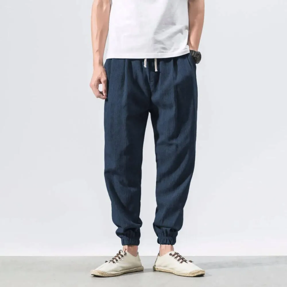 ENZO Cotton Linen Harem Pants