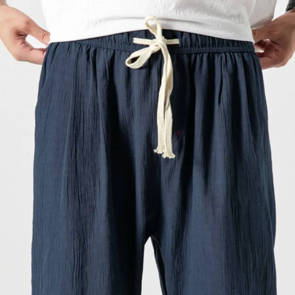 ENZO Cotton Linen Harem Pants