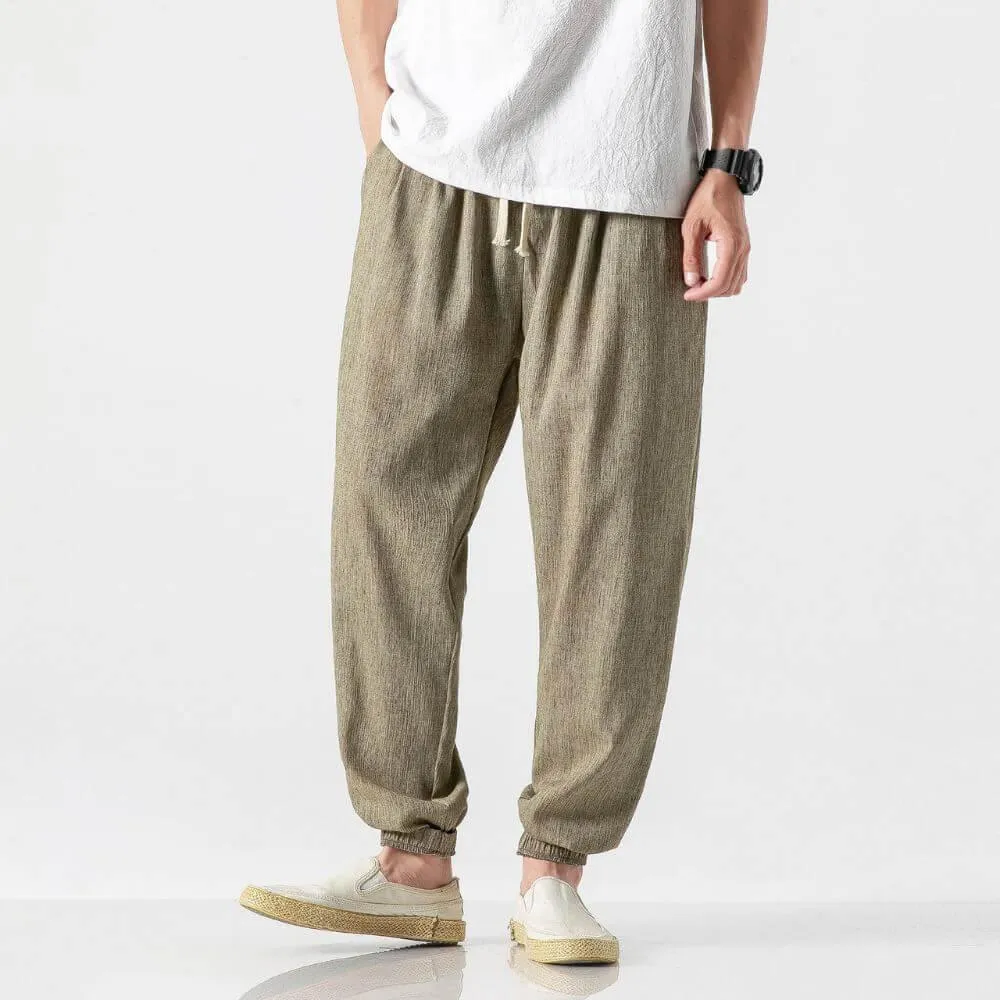 ENZO Cotton Linen Harem Pants