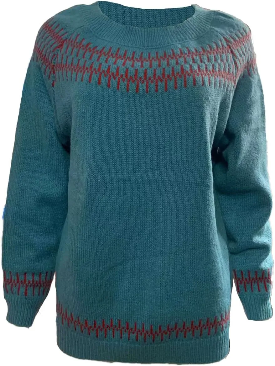 Fair Isle Sweater Women,Xmas Vintage Long Sleeve Boat Neck Retro Lightweight Pullover Top for Fall Winter