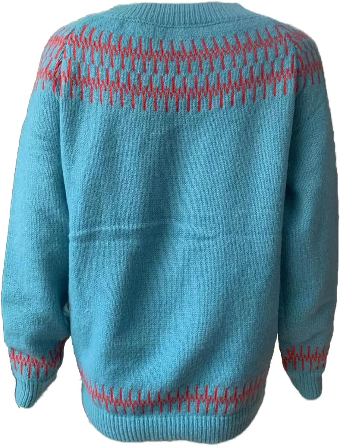 Fair Isle Sweater Women,Xmas Vintage Long Sleeve Boat Neck Retro Lightweight Pullover Top for Fall Winter