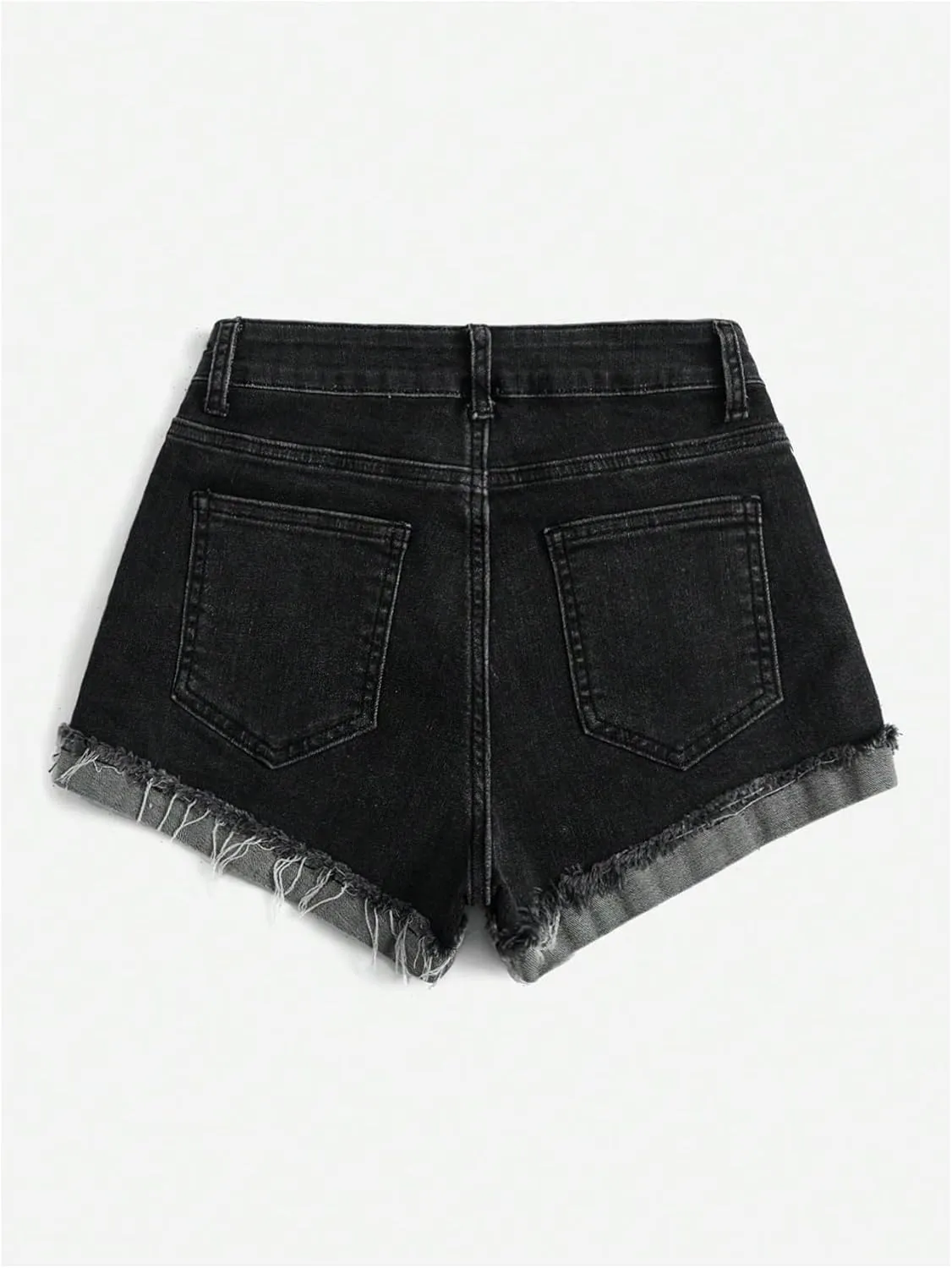 Floerns Women's Distressed Skinny Denim Shorts Low Waist Rolled Hem Casual Short Jeans