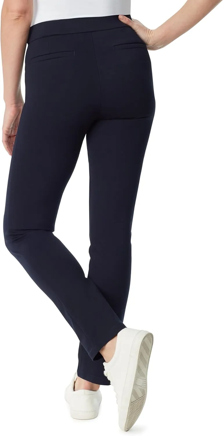 Gloria Vanderbilt Women's Pull on Trouser 4 Pocket Mid Rise Straight Leg Pant Standard