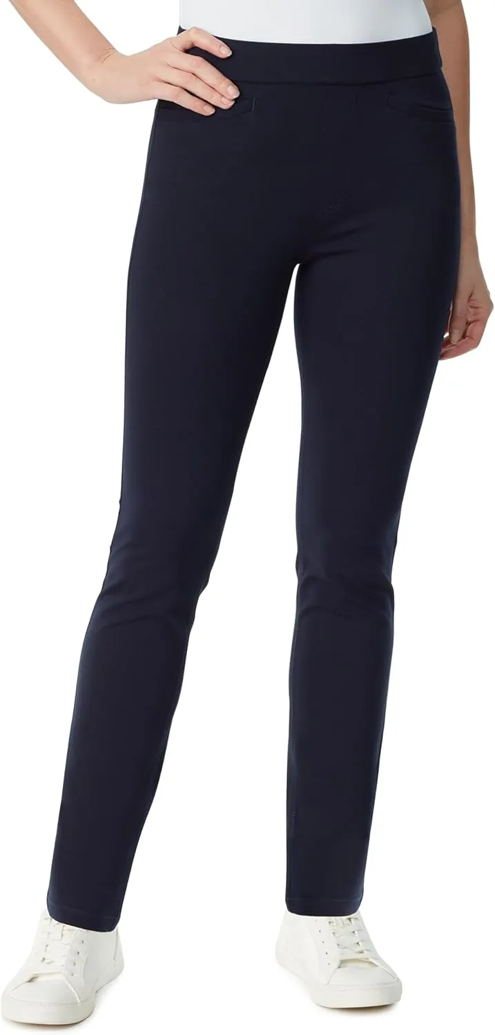 Gloria Vanderbilt Women's Pull on Trouser 4 Pocket Mid Rise Straight Leg Pant Standard