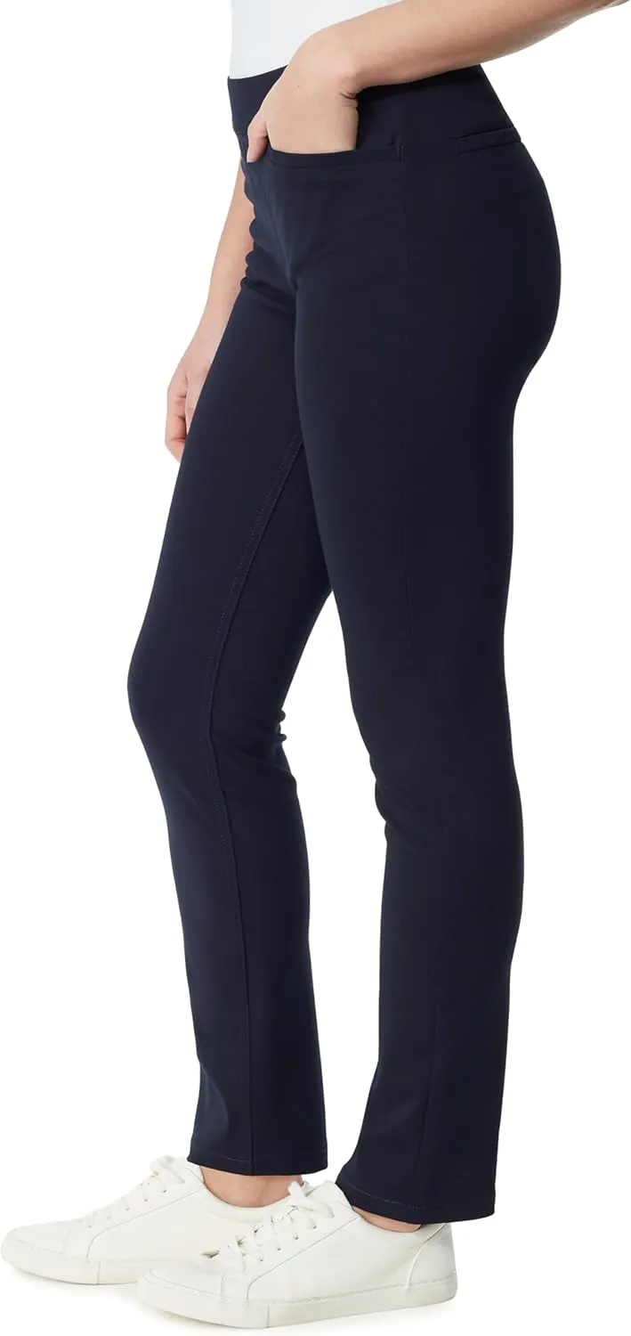 Gloria Vanderbilt Women's Pull on Trouser 4 Pocket Mid Rise Straight Leg Pant Standard