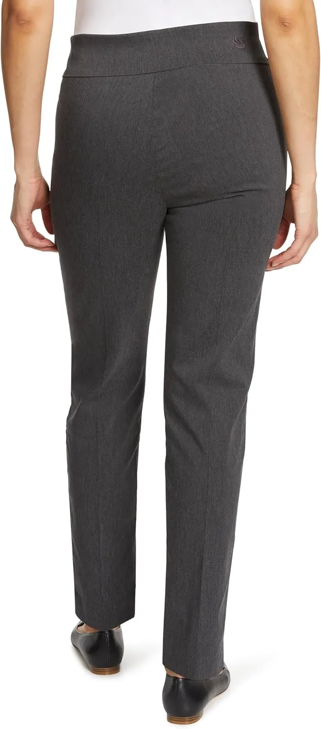 Gloria Vanderbilt Women's Pull on Trouser Mid Rise Slim Straight Leg Pant with Tummy Control Petite
