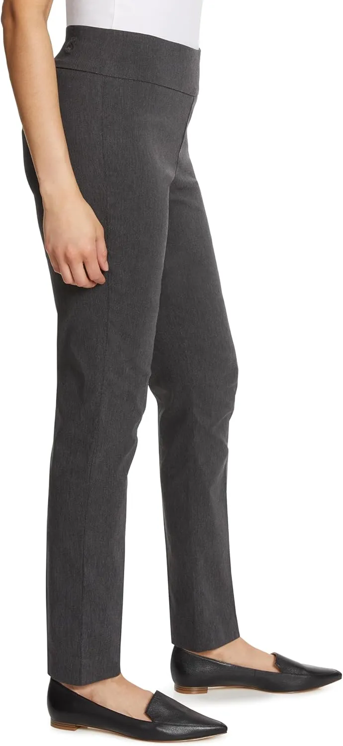 Gloria Vanderbilt Women's Pull on Trouser Mid Rise Slim Straight Leg Pant with Tummy Control Petite