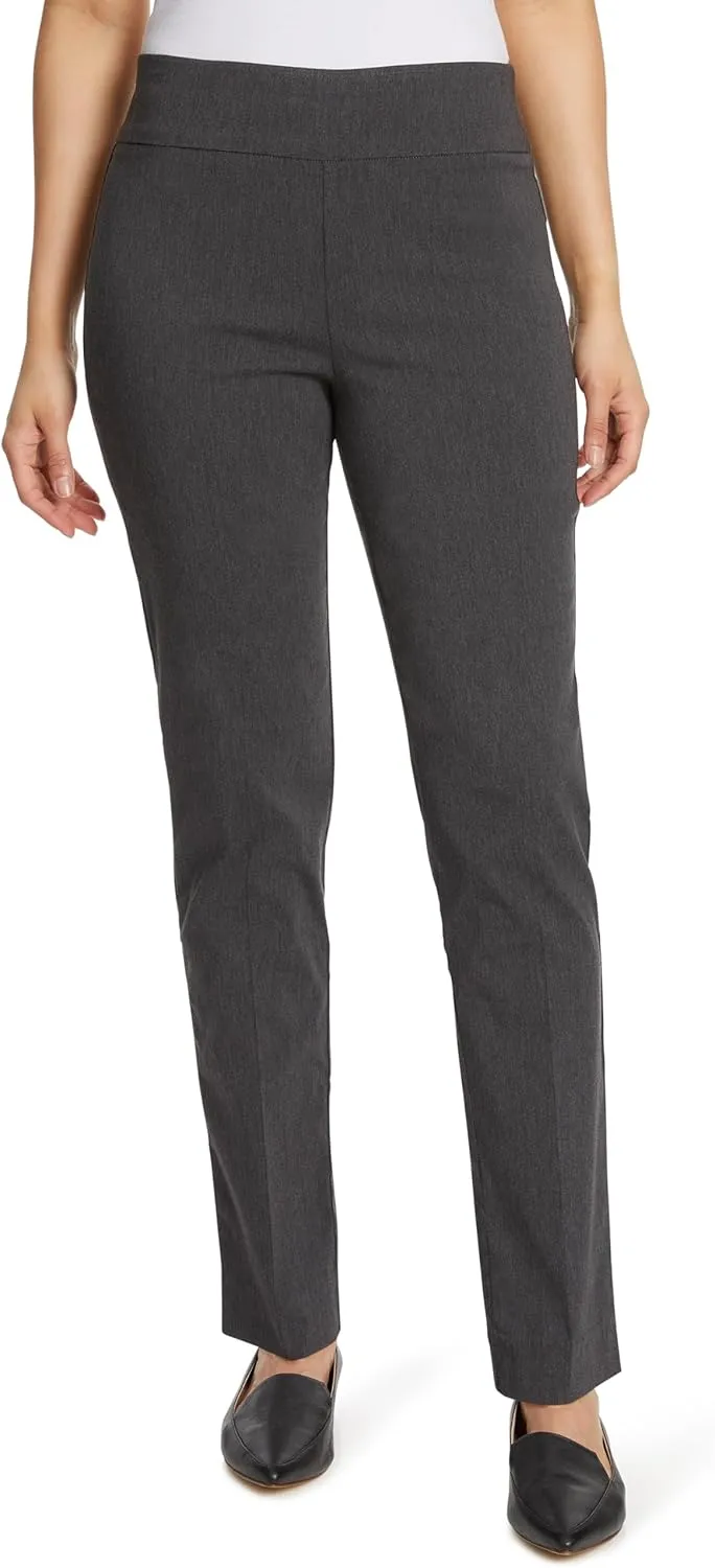Gloria Vanderbilt Women's Pull on Trouser Mid Rise Slim Straight Leg Pant with Tummy Control Petite