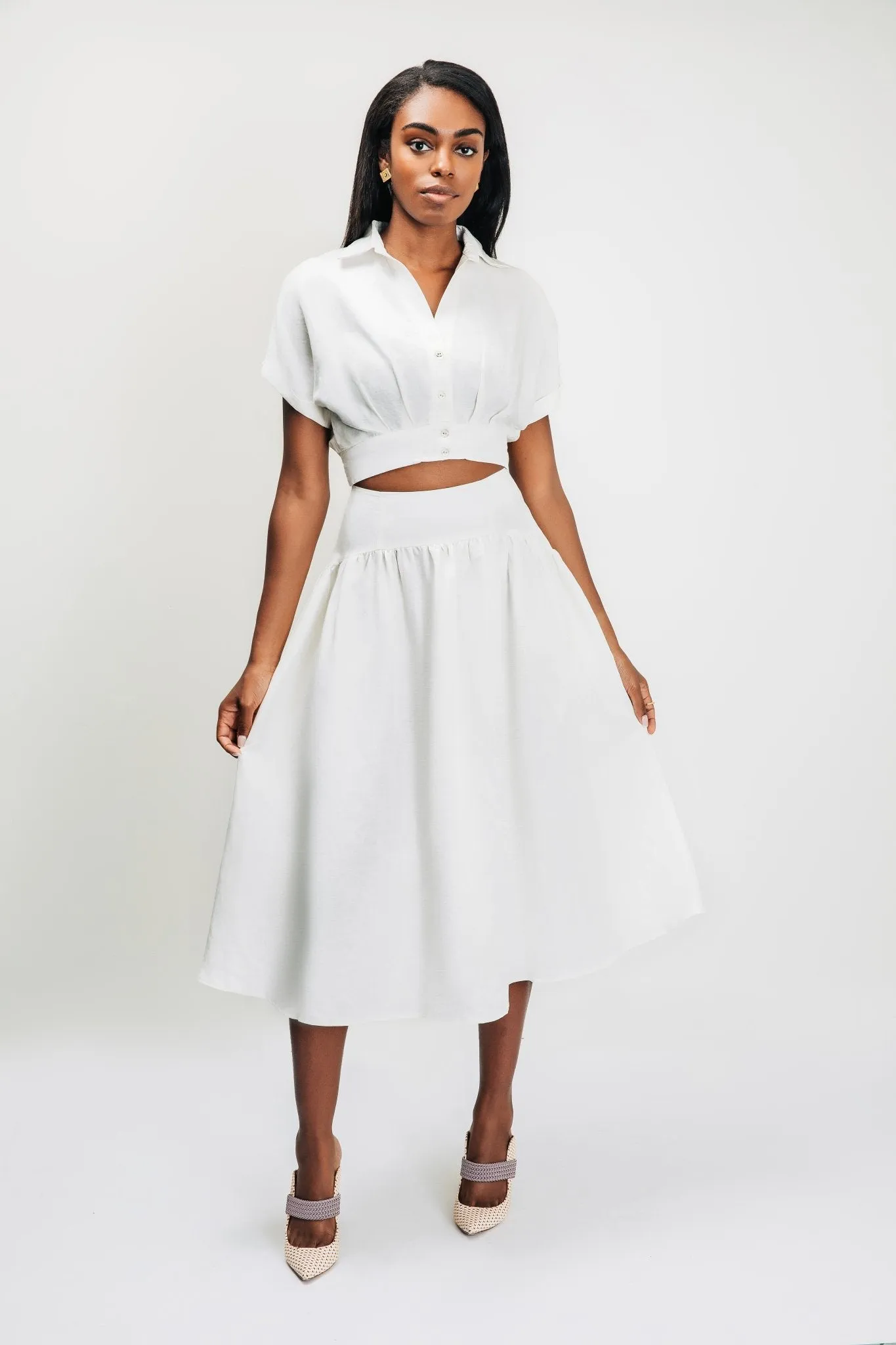 Hera Cropped Pleated Blouse