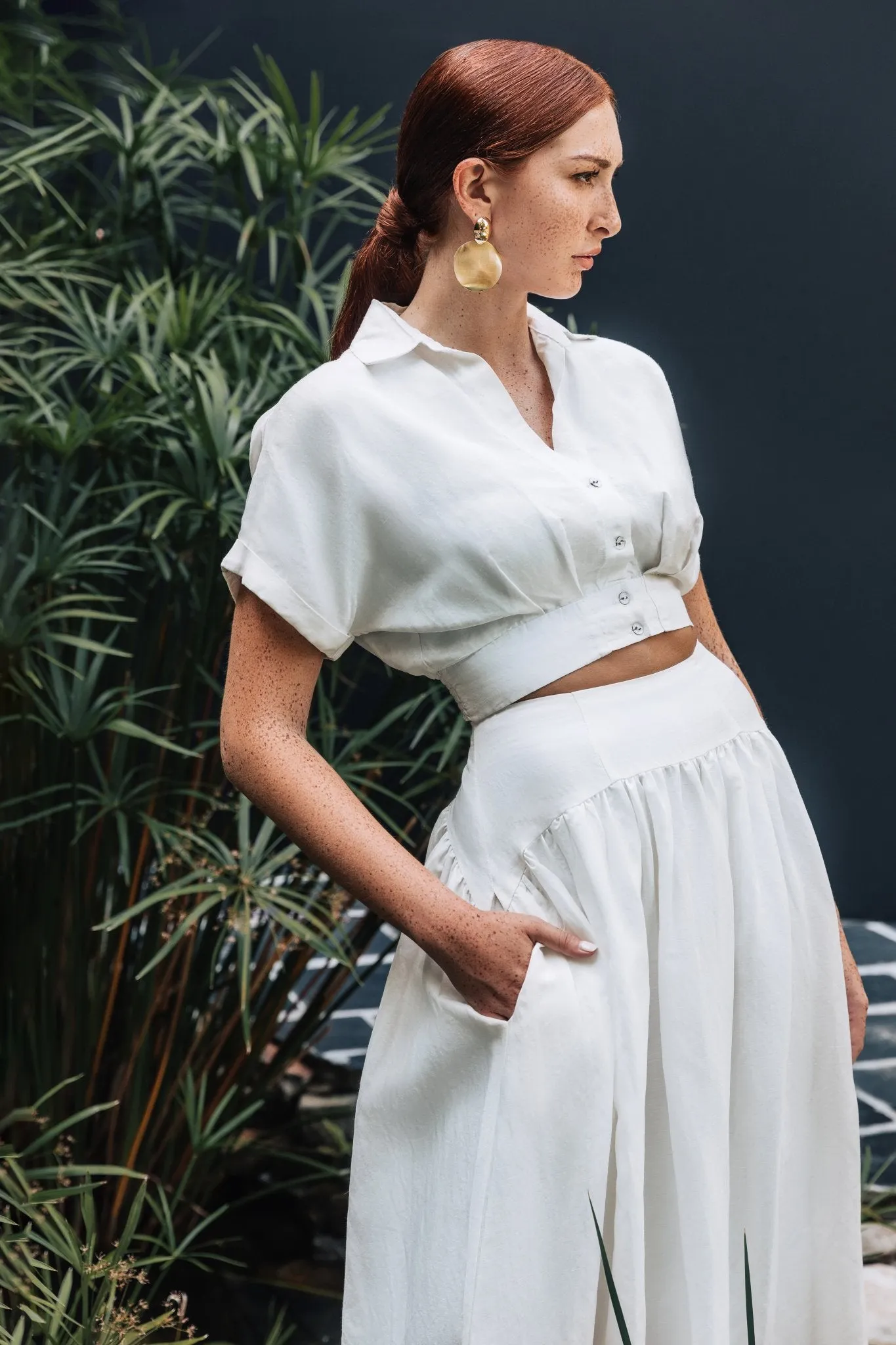 Hera Cropped Pleated Blouse