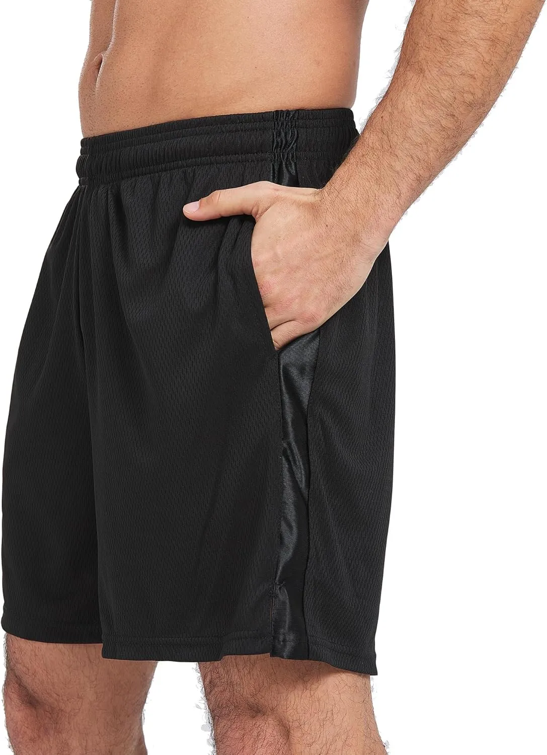 HQUEC Mens Shorts Mesh Gym Lightweight Comfortable 7"/ 5" Basketball Shorts Loose-Fit with Pockets