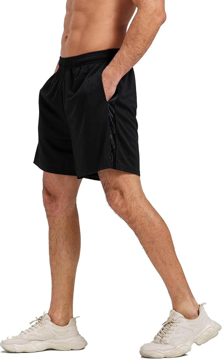 HQUEC Mens Shorts Mesh Gym Lightweight Comfortable 7"/ 5" Basketball Shorts Loose-Fit with Pockets