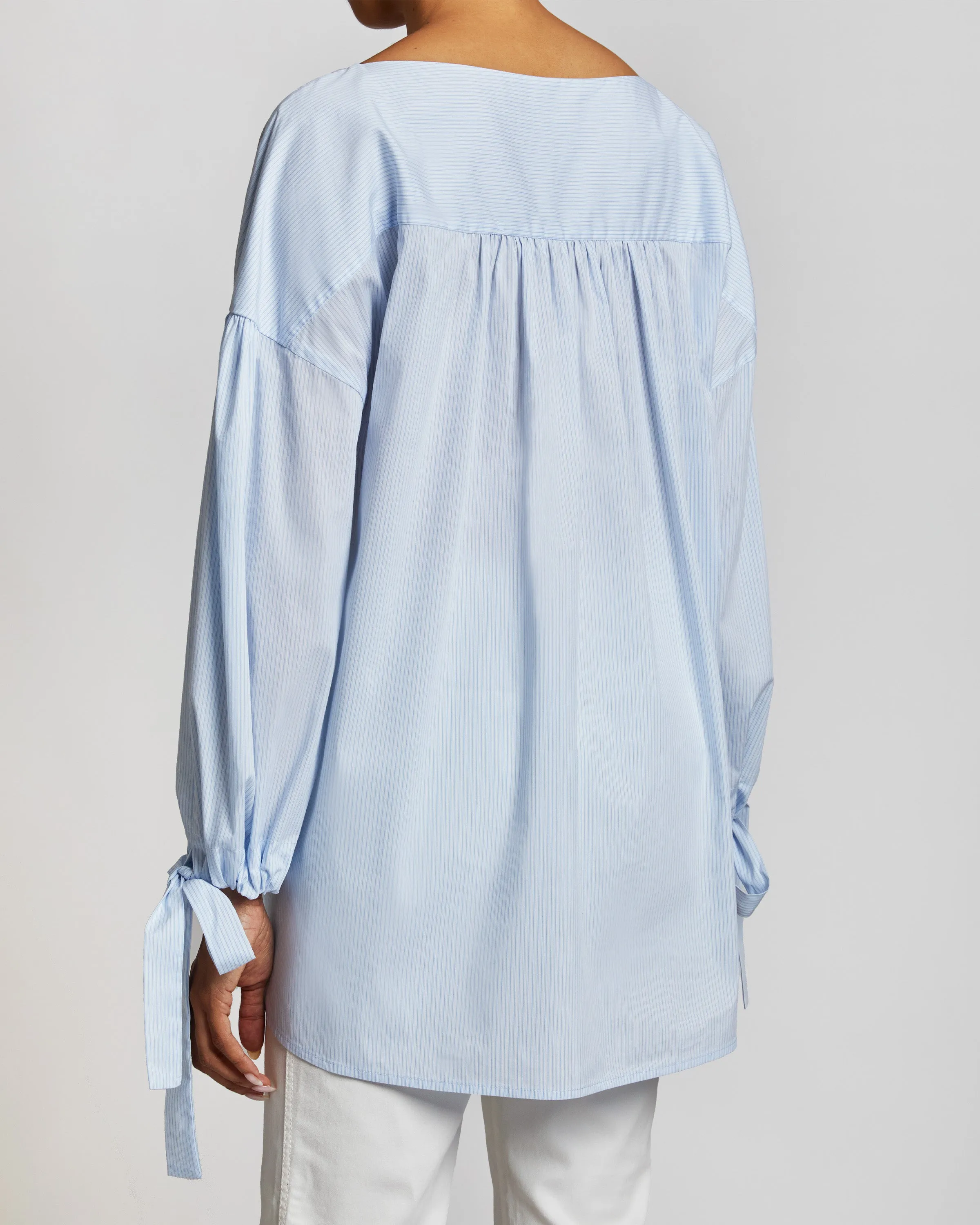 JUNIPER Relaxed Cotton Top with Long Blouson Sleeves