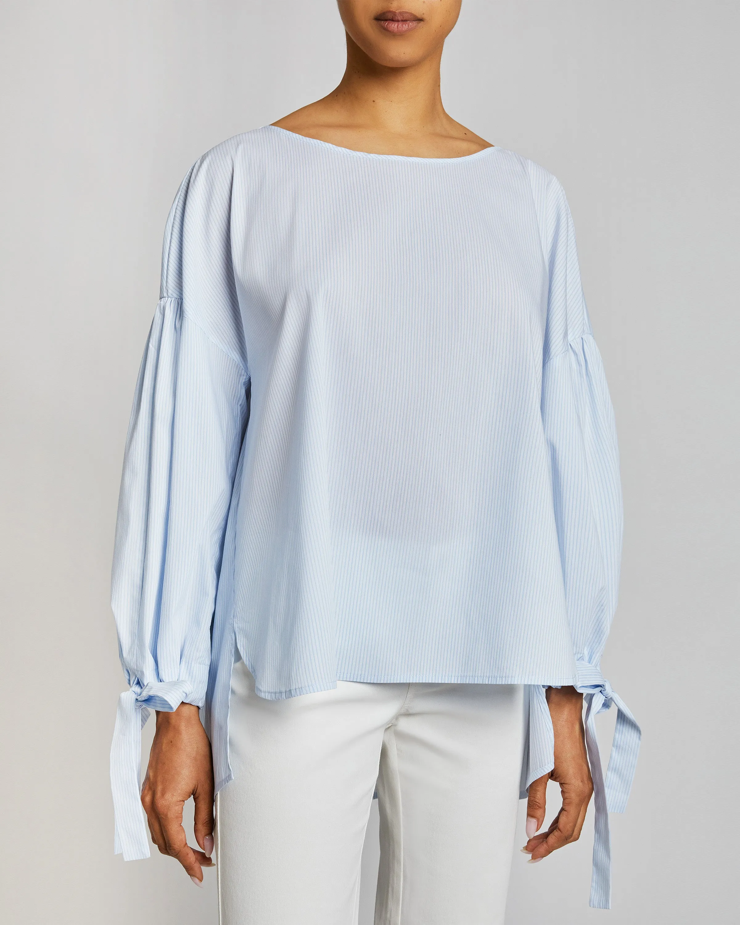 JUNIPER Relaxed Cotton Top with Long Blouson Sleeves