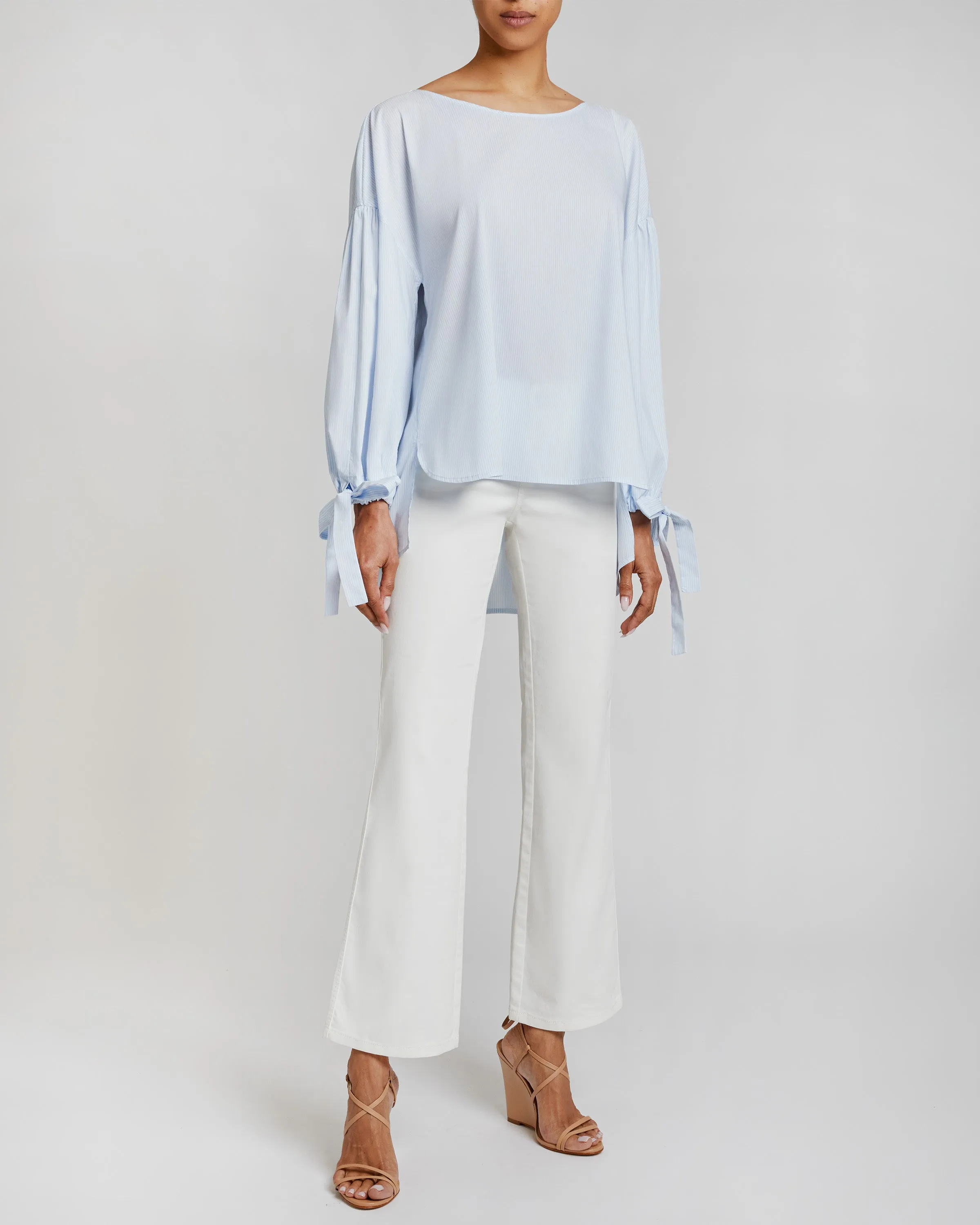 JUNIPER Relaxed Cotton Top with Long Blouson Sleeves