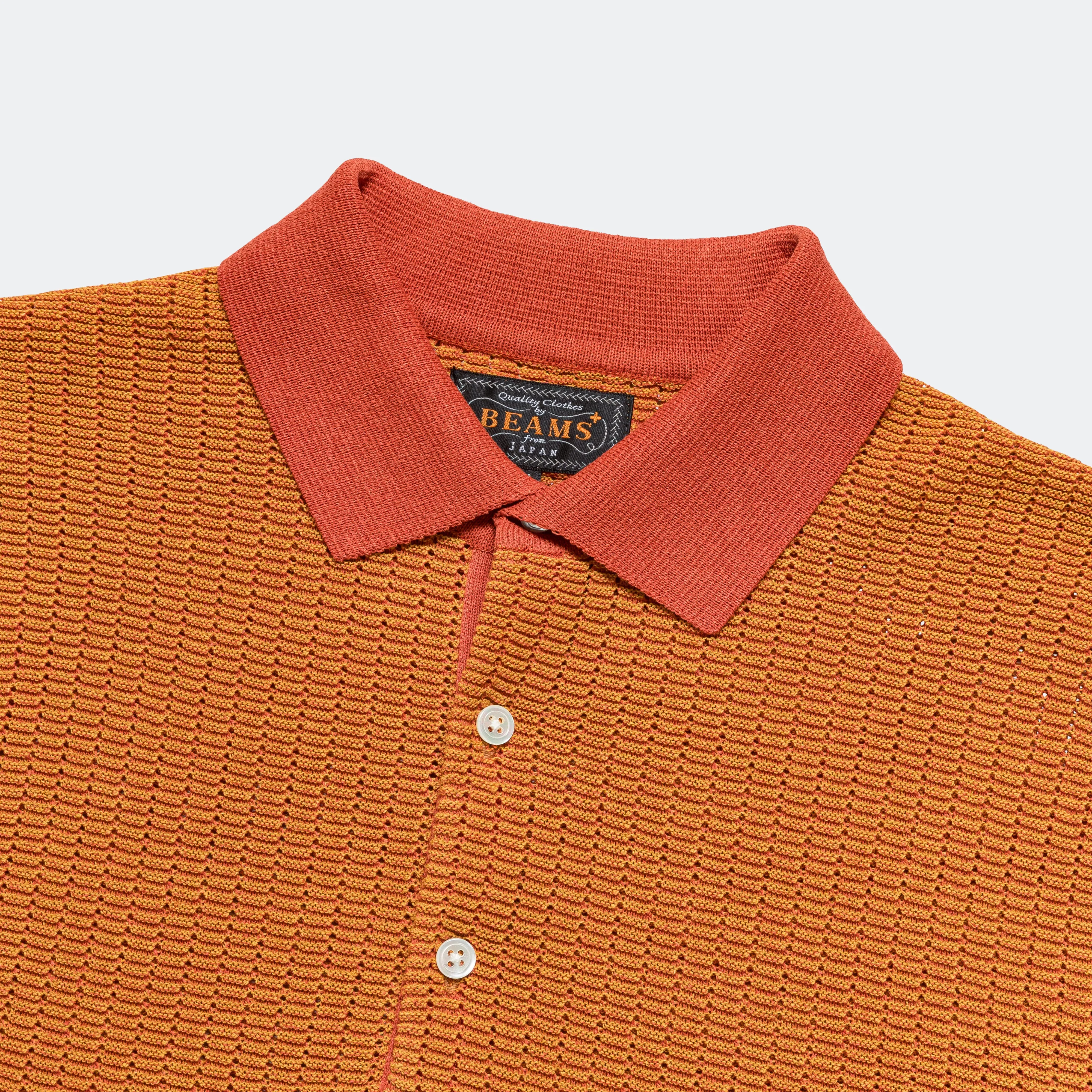 Knit Polo "WASHI" 2 Tone - Orange