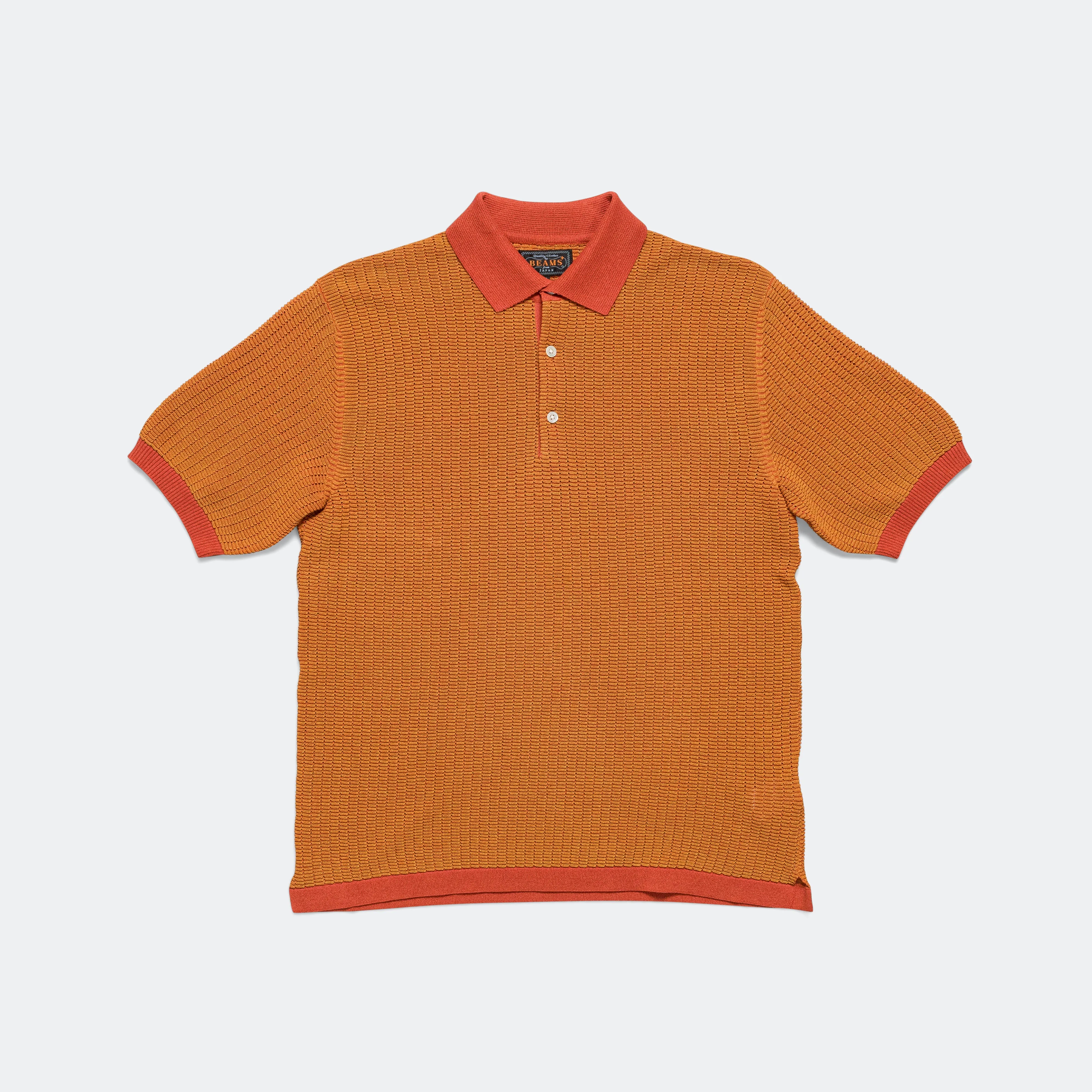 Knit Polo "WASHI" 2 Tone - Orange