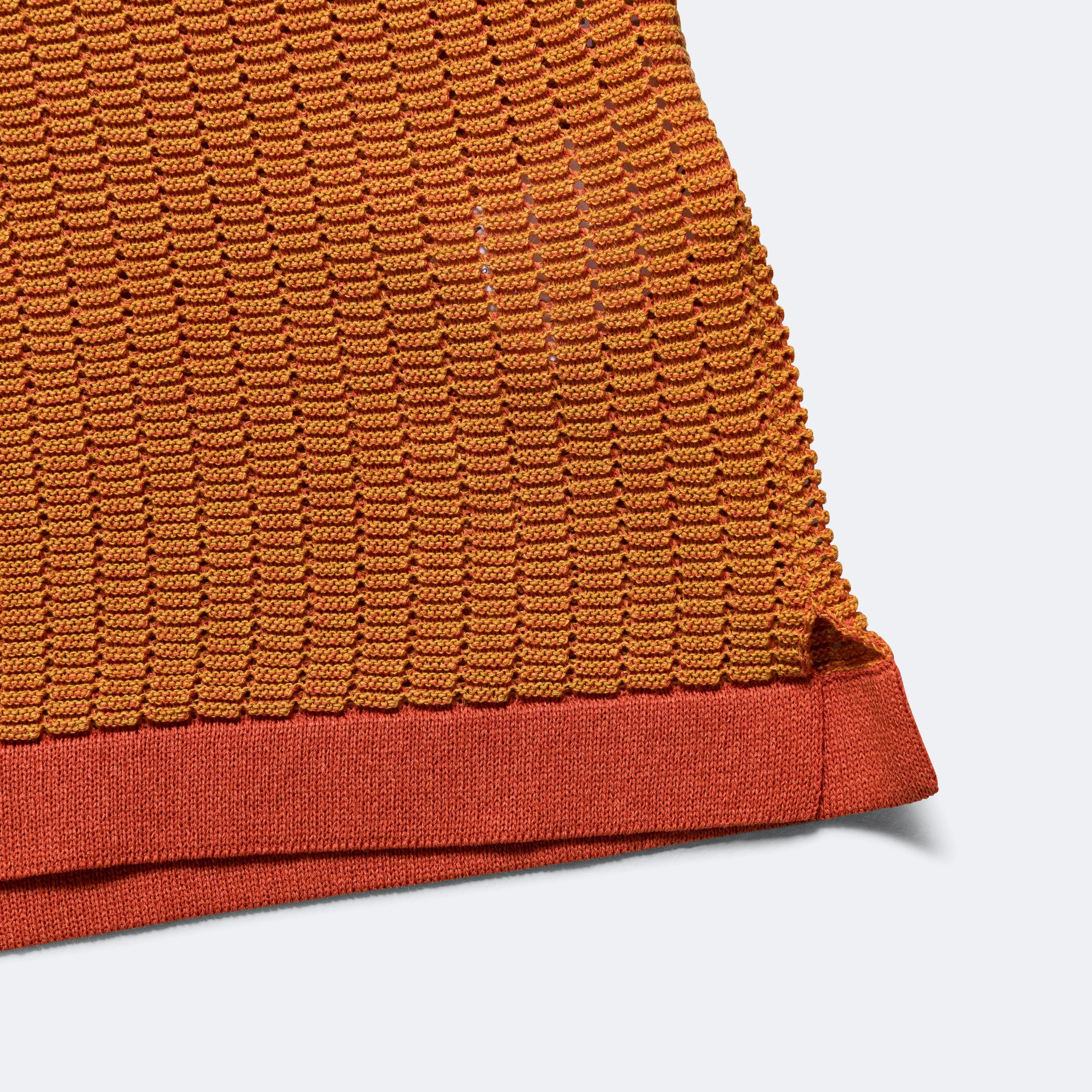 Knit Polo "WASHI" 2 Tone - Orange
