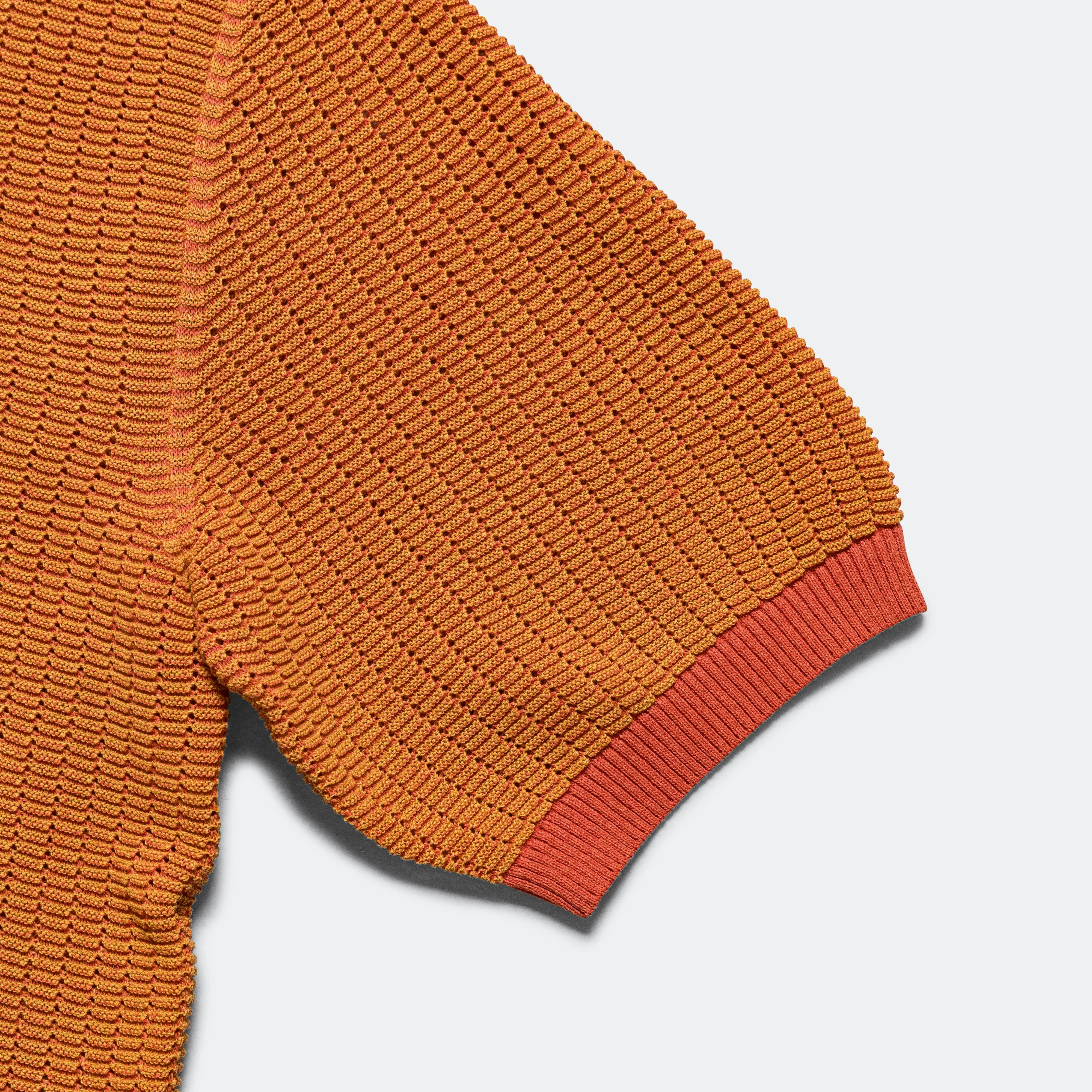 Knit Polo "WASHI" 2 Tone - Orange